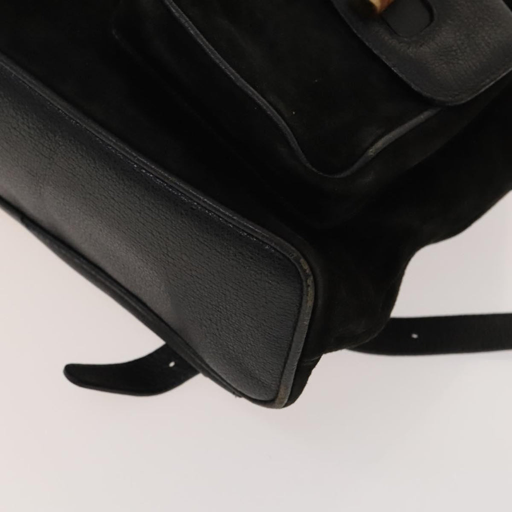 Gucci Vintage Bamboo Backpack Suede And Leather Black Suede Backpack Bag (Pre-Owned)