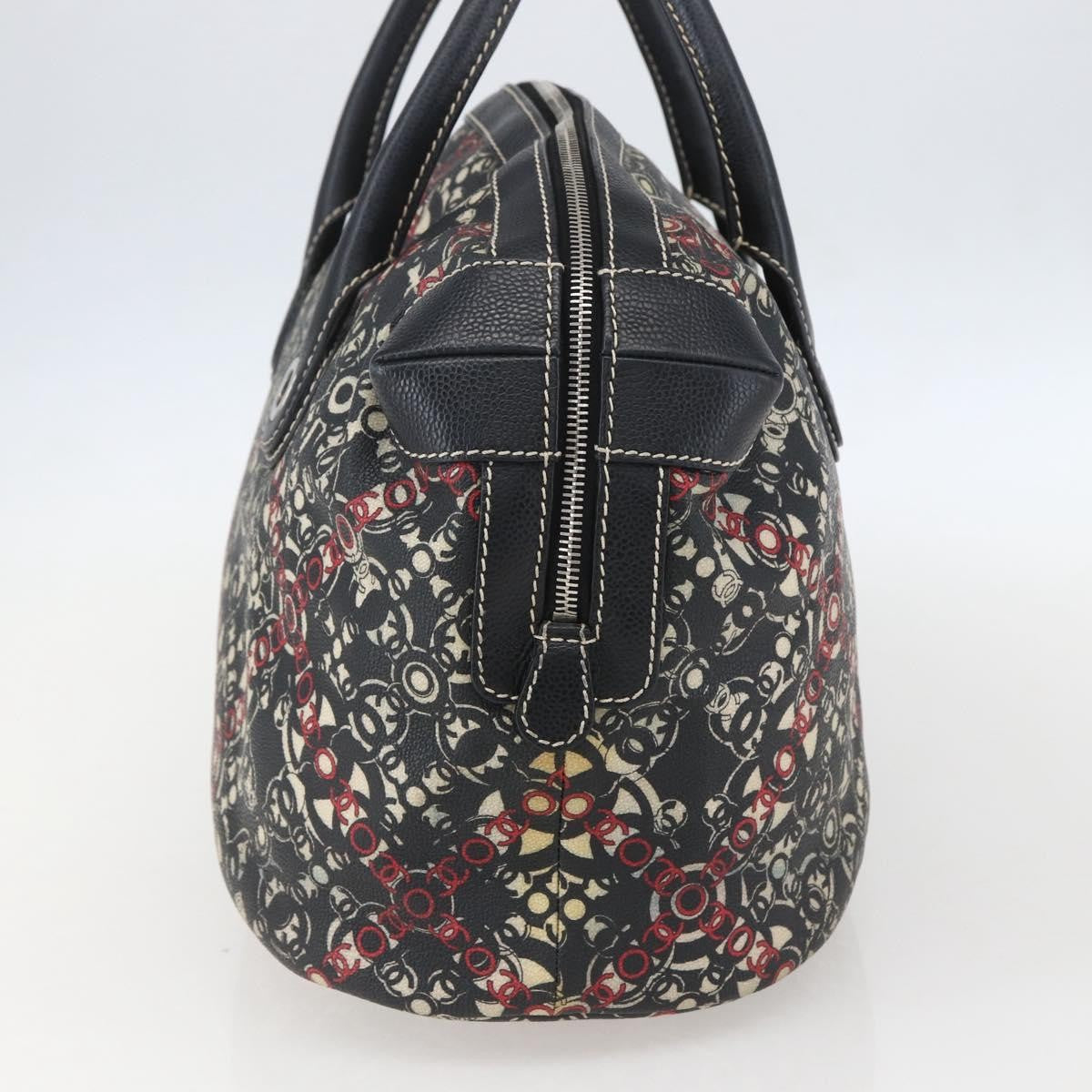 Chanel Optic Coco Bowler Bag Printed Coated Canvas With Caviar Black Pvc Travel Bag Bag (Pre-Owned)