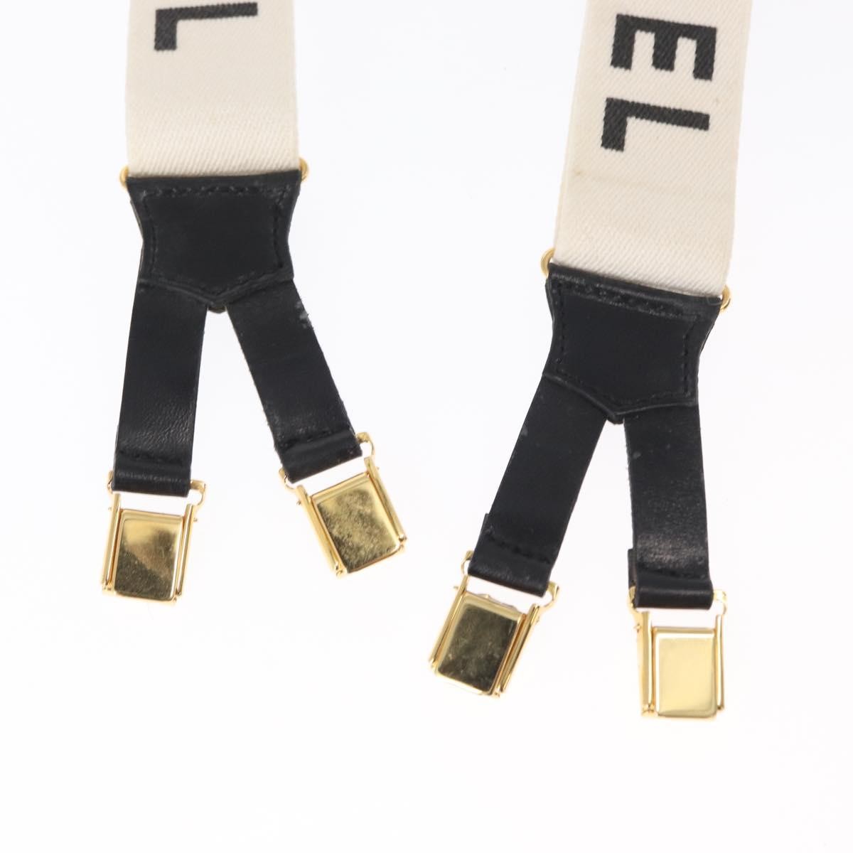 Chanel Logo Suspenders Canvas White Canvas Belts Accessory (Pre-Owned)
