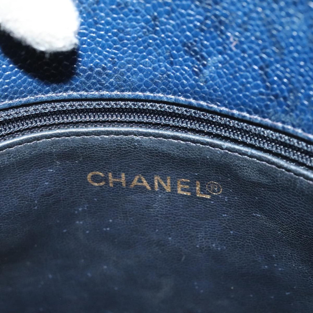 Chanel Vintage Shoulder Bag Leather Navy Leather Shoulder Bag Bag (Pre-Owned)