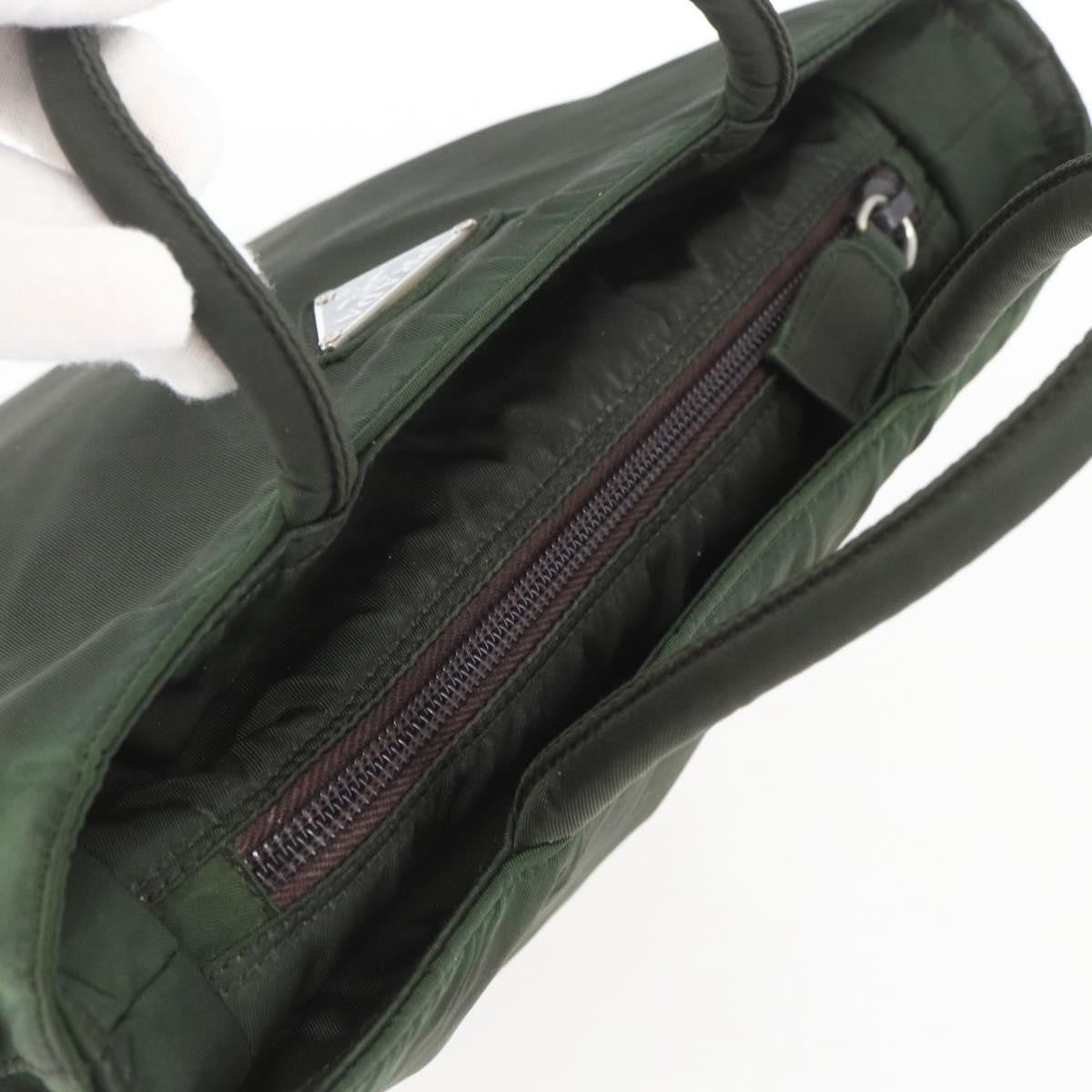 Prada Vintage Zip Handbag Tessuto Khaki Nylon Handbag (Pre-Owned)
