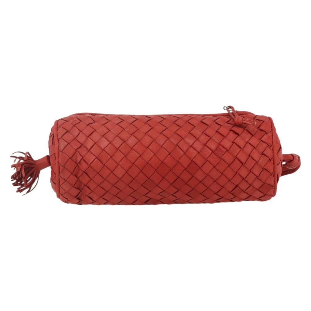 Bottega Veneta Intrecciato Clutch Bag Leather Red Leather Clutche & Pouche Bag (Pre-Owned)