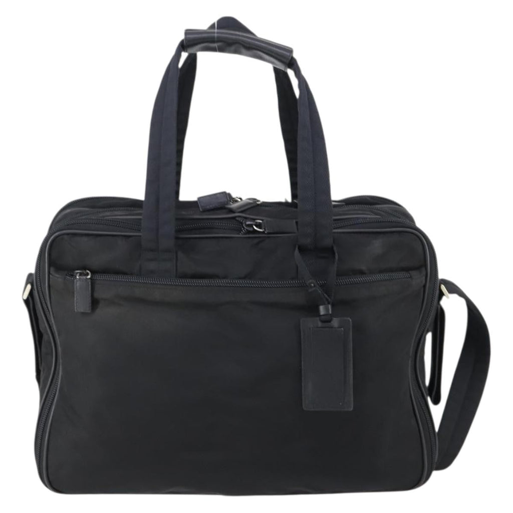 Prada Porta Computer Briefcase Tessuto And Saffiano Leather Black Nylon Briefcase Bag (Pre-Owned)