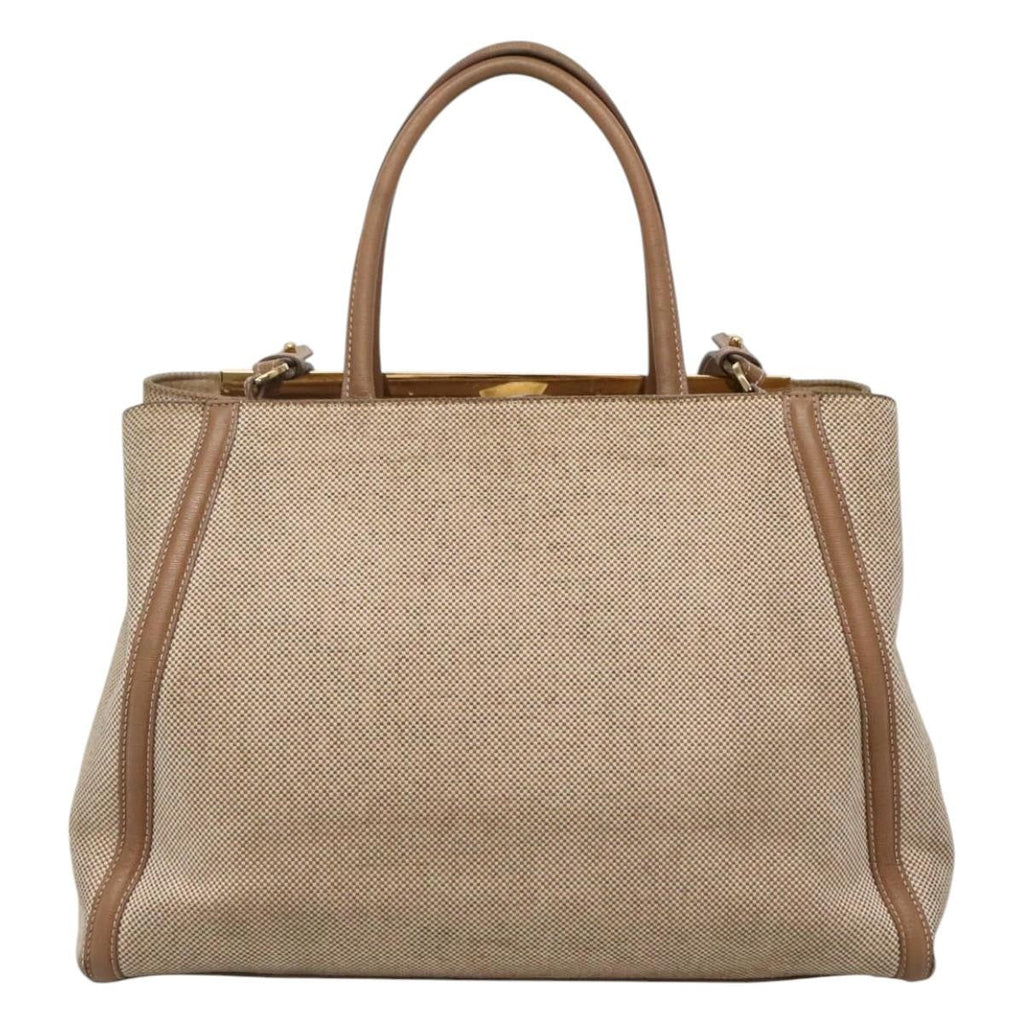 Fendi 2Jours Bag Canvas Beige Canvas Tote Bag Bag (Pre-Owned)