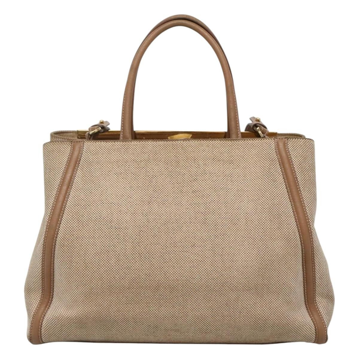 Fendi 2Jours Bag Canvas Beige Canvas Tote Bag Bag (Pre-Owned)