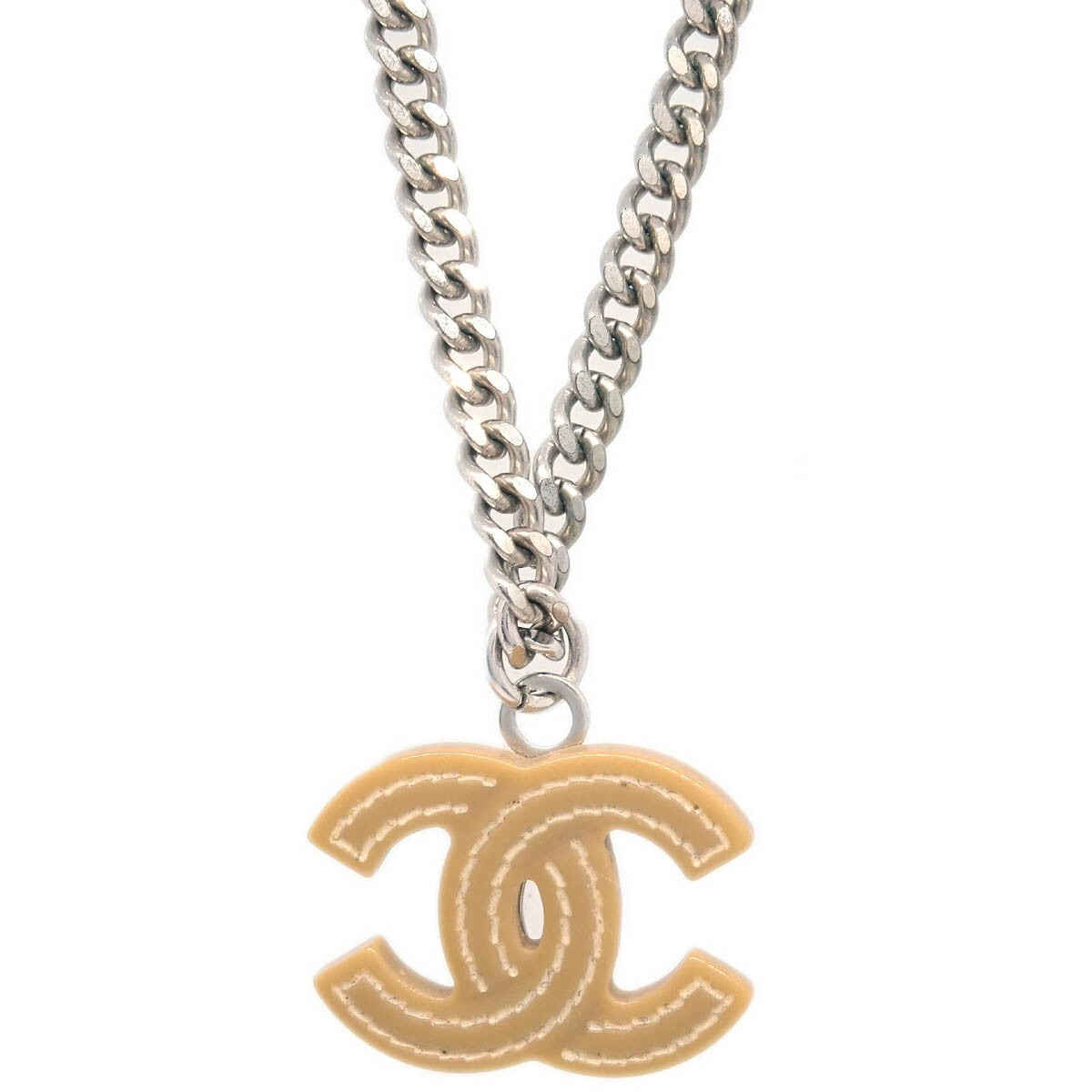 Chanel Vintage Cc Pendant Necklace Metal Silver Silver_Plated Necklace Jewelry (Pre-Owned)