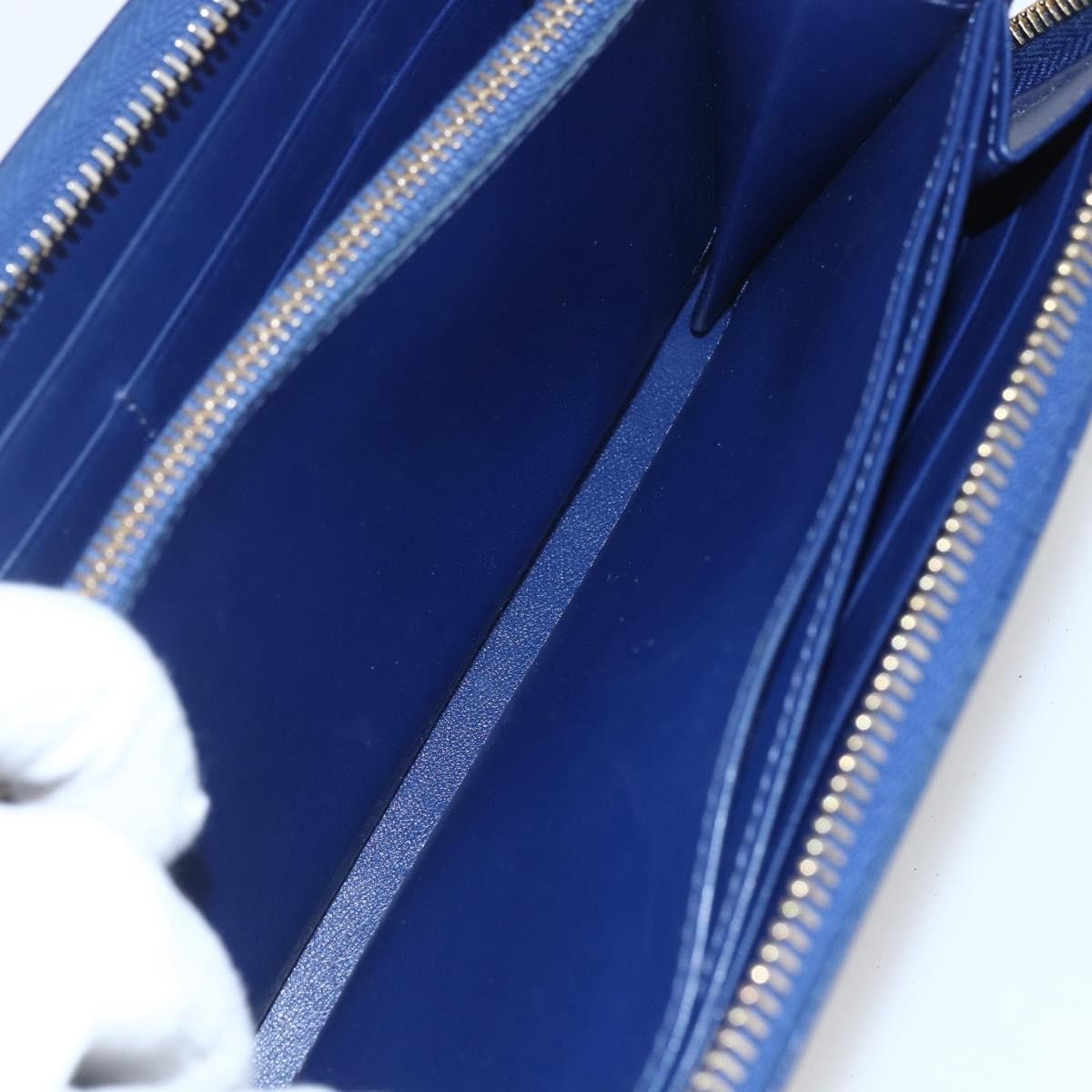 Prada Zip Around Organizer Wallet Saffiano Leather With Applique Blue Leather Wallets Accessory (Pre-Owned)