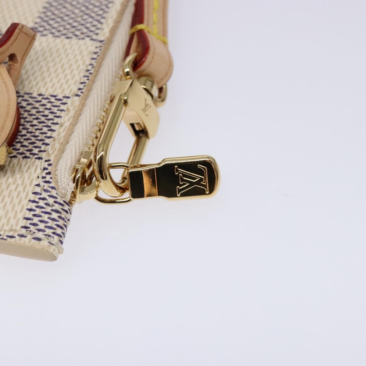 Louis Vuitton Neverfull Pochette Damier White Canvas Bag (Pre-Owned)