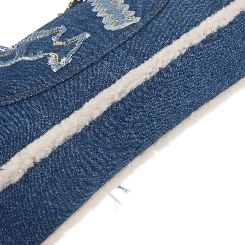 Chanel Egyptian Hieroglyph Flap Bag Denim And Shearling Blue Denim_Jeans Shoulder Bag Bag (Pre-Owned)