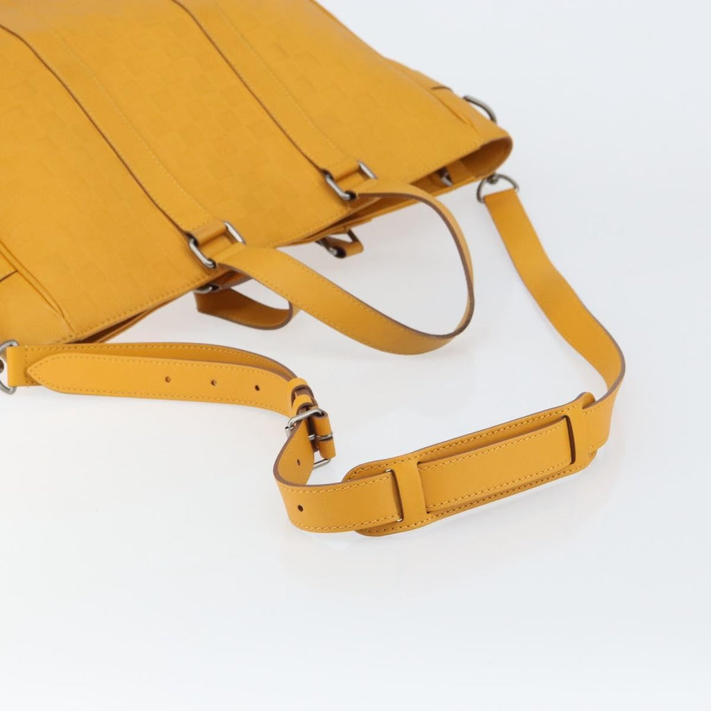 Louis Vuitton Tadao Handbag Damier Infini Leather Yellow Leather Handbag (Pre-Owned)