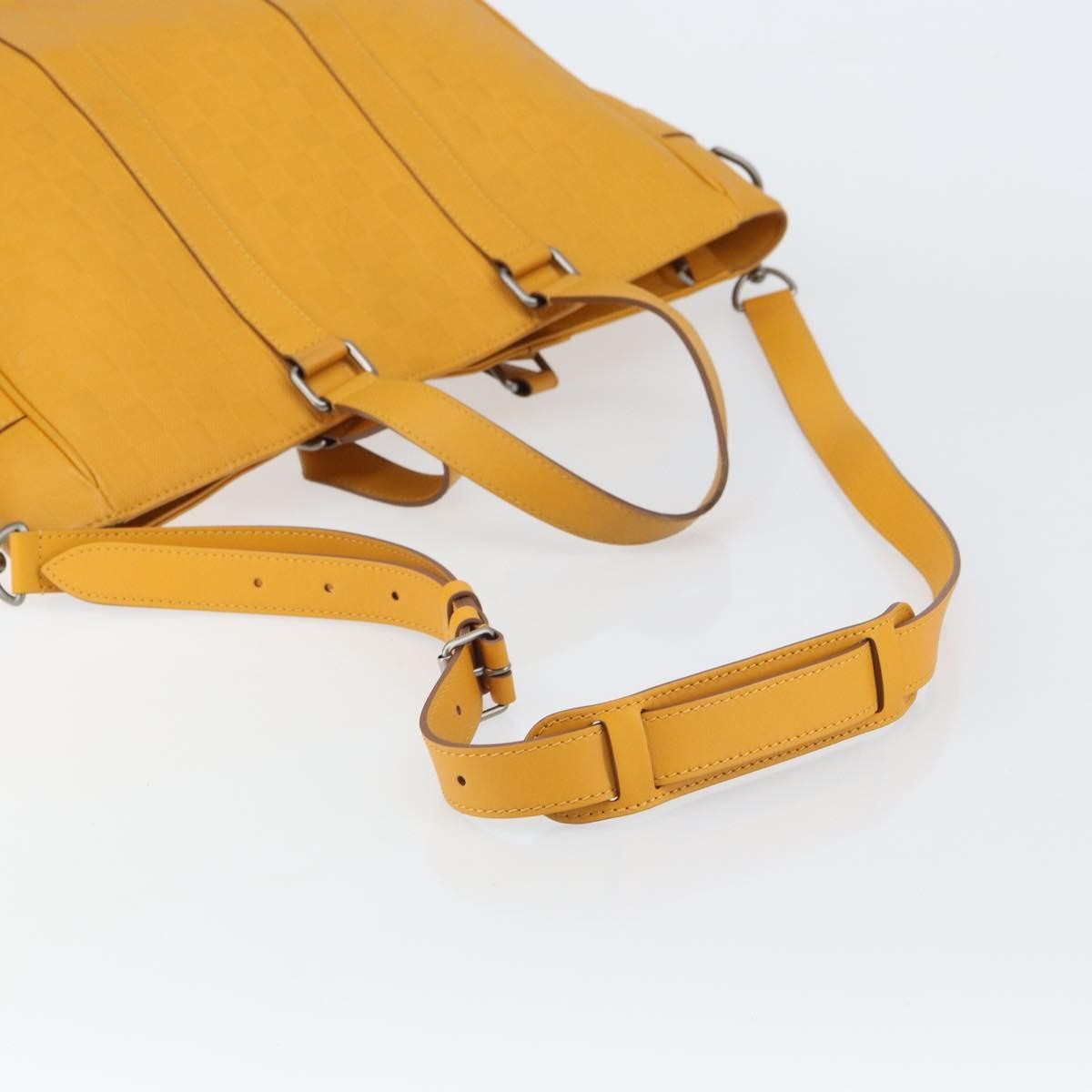 Louis Vuitton Tadao Handbag Damier Infini Leather Yellow Leather Handbag (Pre-Owned)
