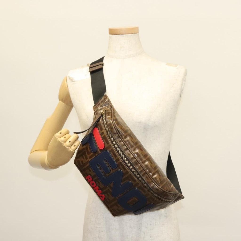 Fendi Mania Logo Waist Bag Zucca Coated Canvas Brown Canvas Clutche & Pouche Bag (Pre-Owned)