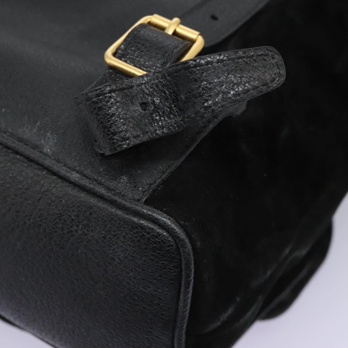 Gucci Vintage Bamboo Backpack Suede And Leather Black Suede Backpack Bag (Pre-Owned)