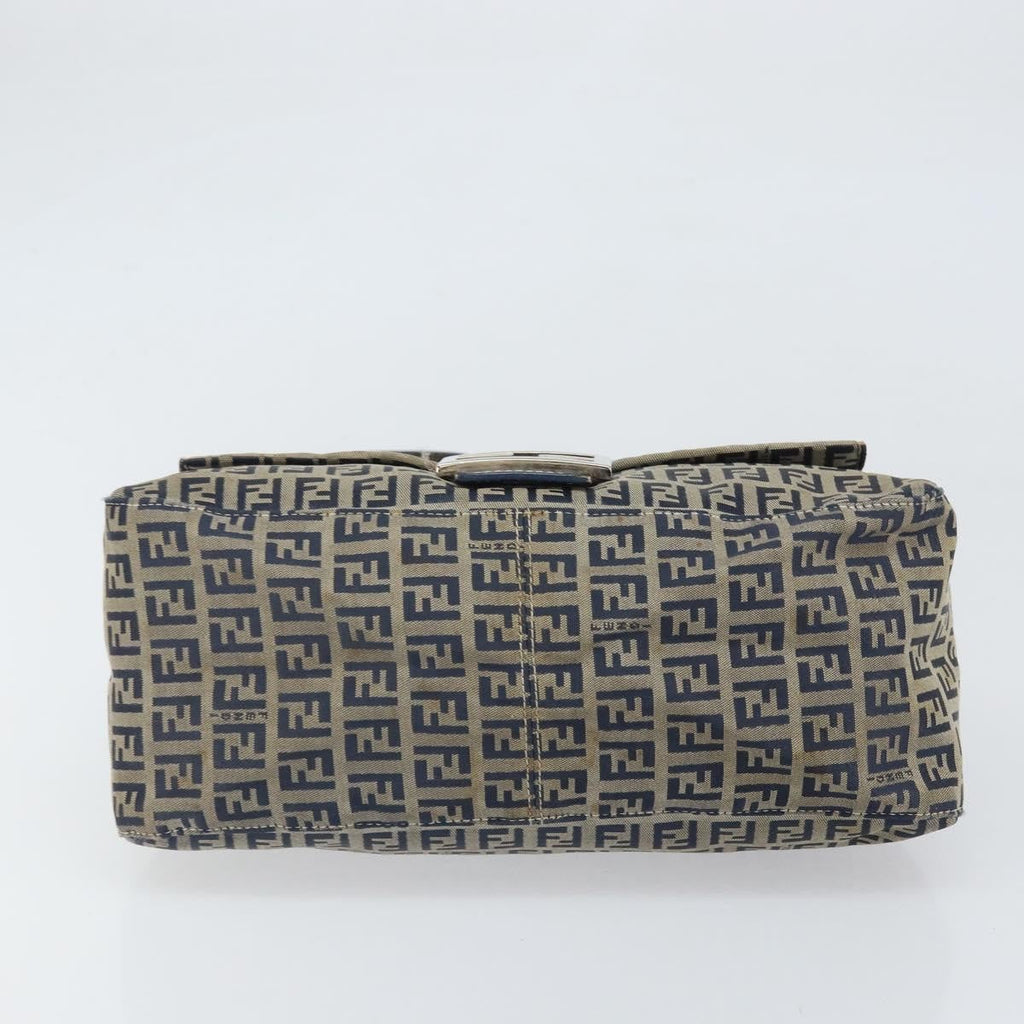 Fendi Mamma Baguette Zucchino Canvas Navy Canvas Shoulder Bag Bag (Pre-Owned)