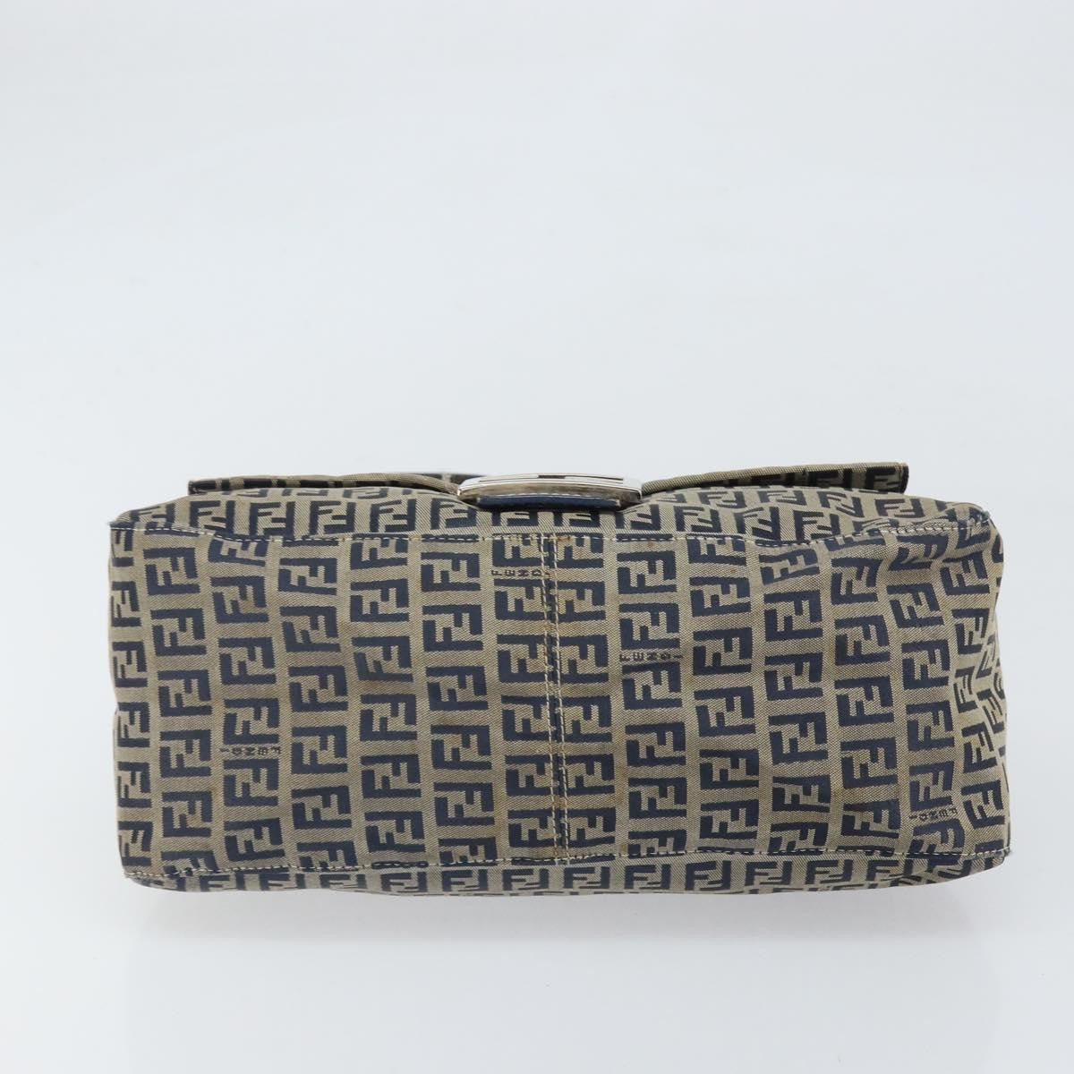 Fendi Mamma Baguette Zucchino Canvas Navy Canvas Shoulder Bag Bag (Pre-Owned)