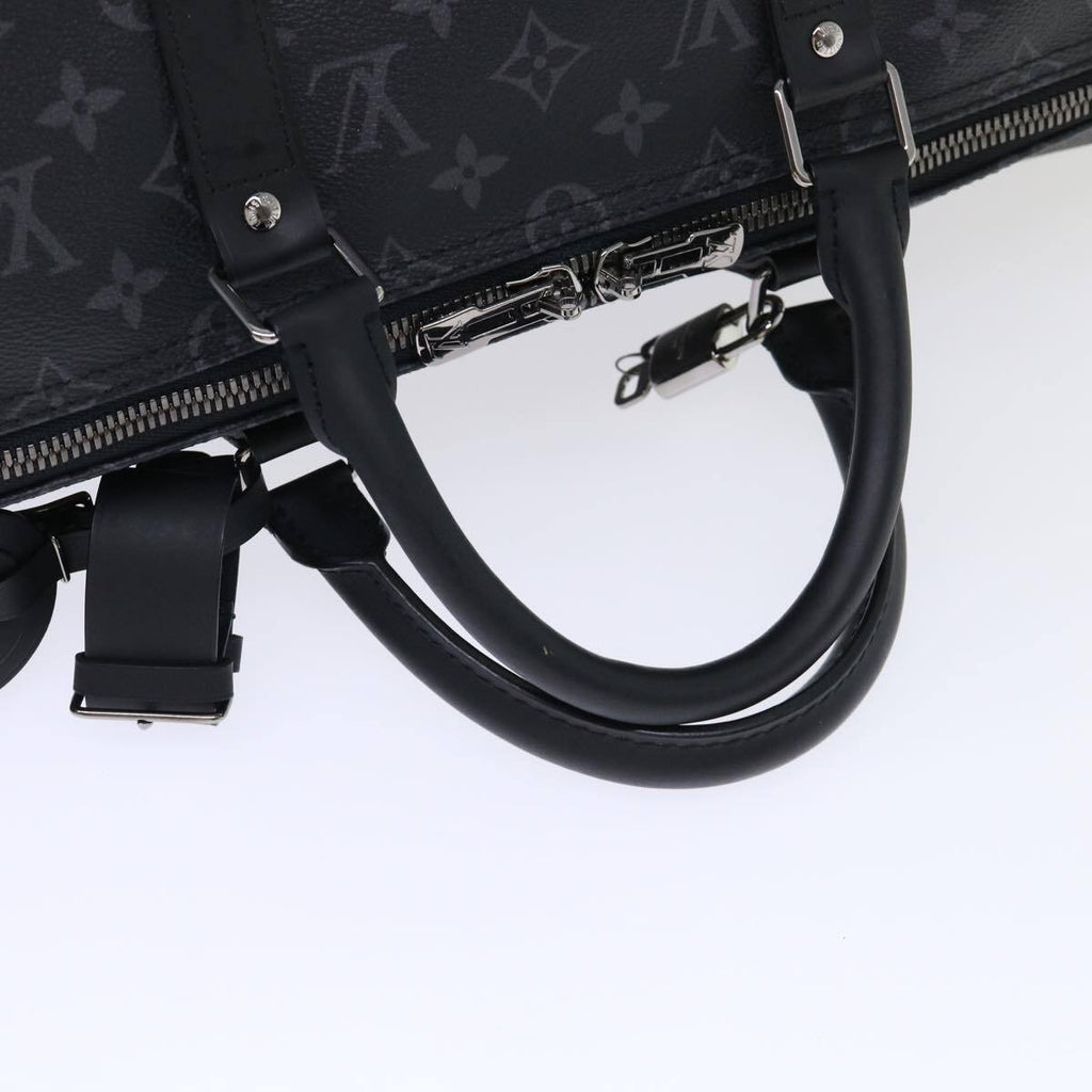 Louis Vuitton Keepall Bandouliere Bag Monogram Eclipse Split Canvas Black Canvas Bag (Pre-Owned)