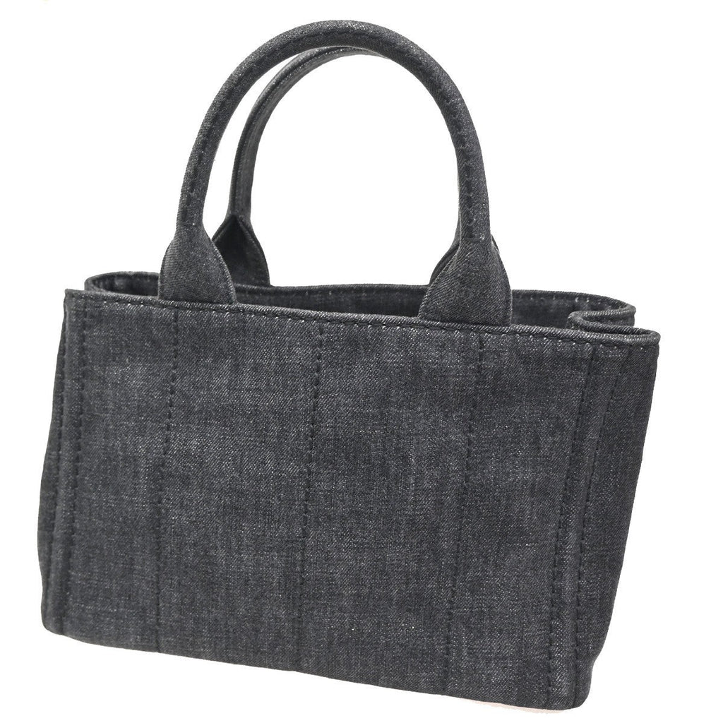Prada Canapa Convertible Tote Denim Black Denim_Jeans Tote Bag Bag (Pre-Owned)