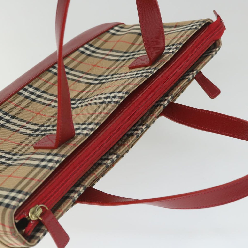 Burberry Nova Check Handbag Leather And Nylon Beige Nylon Handbag (Pre-Owned)