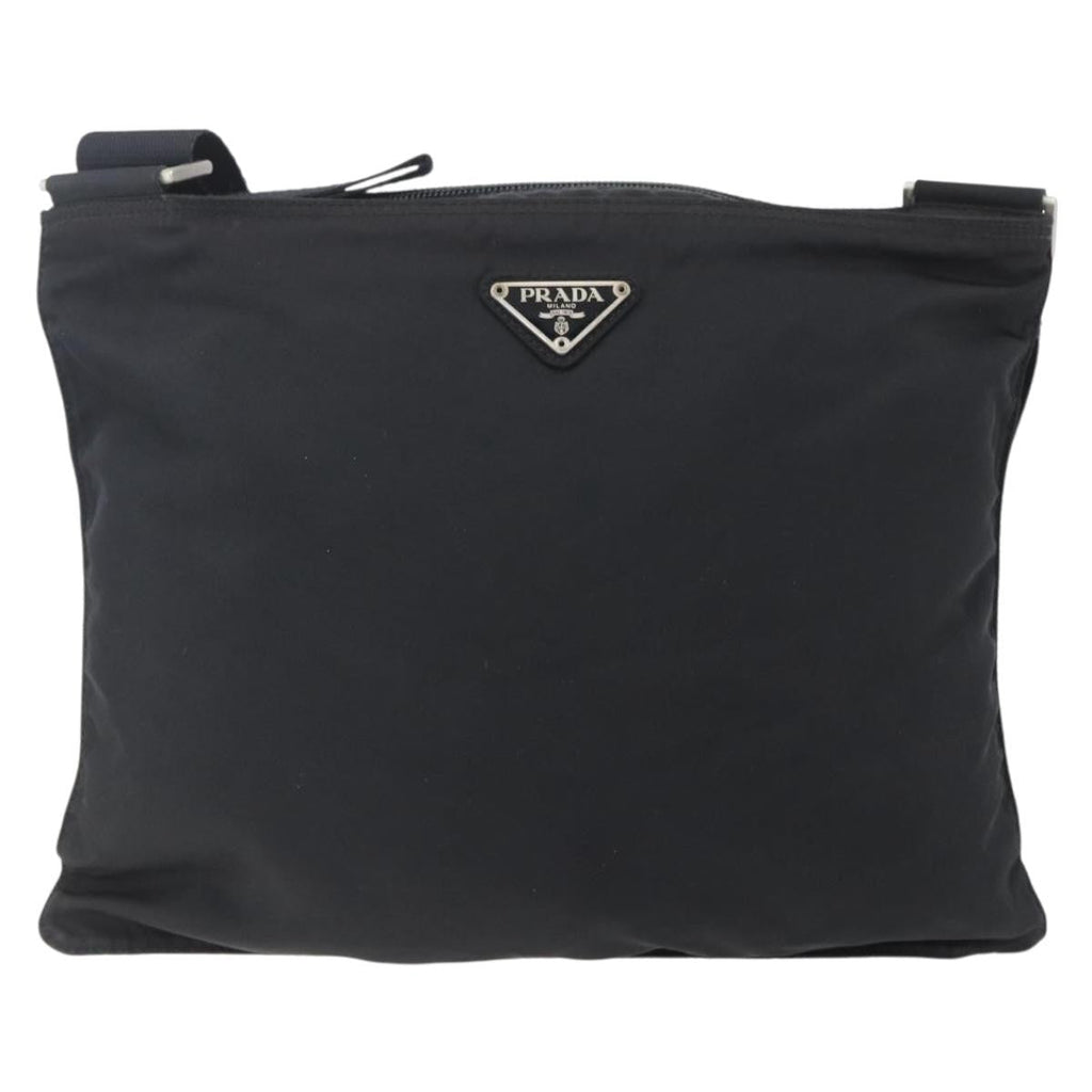 Prada Flat Messenger Bag Tessuto Black Nylon Shoulder Bag Bag (Pre-Owned)