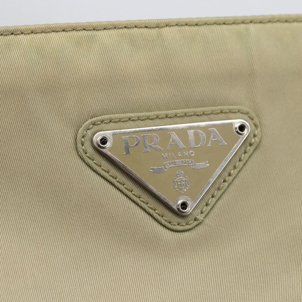 Prada Vintage Zip Tote Tessuto Ecru Nylon Tote Bag Bag (Pre-Owned)