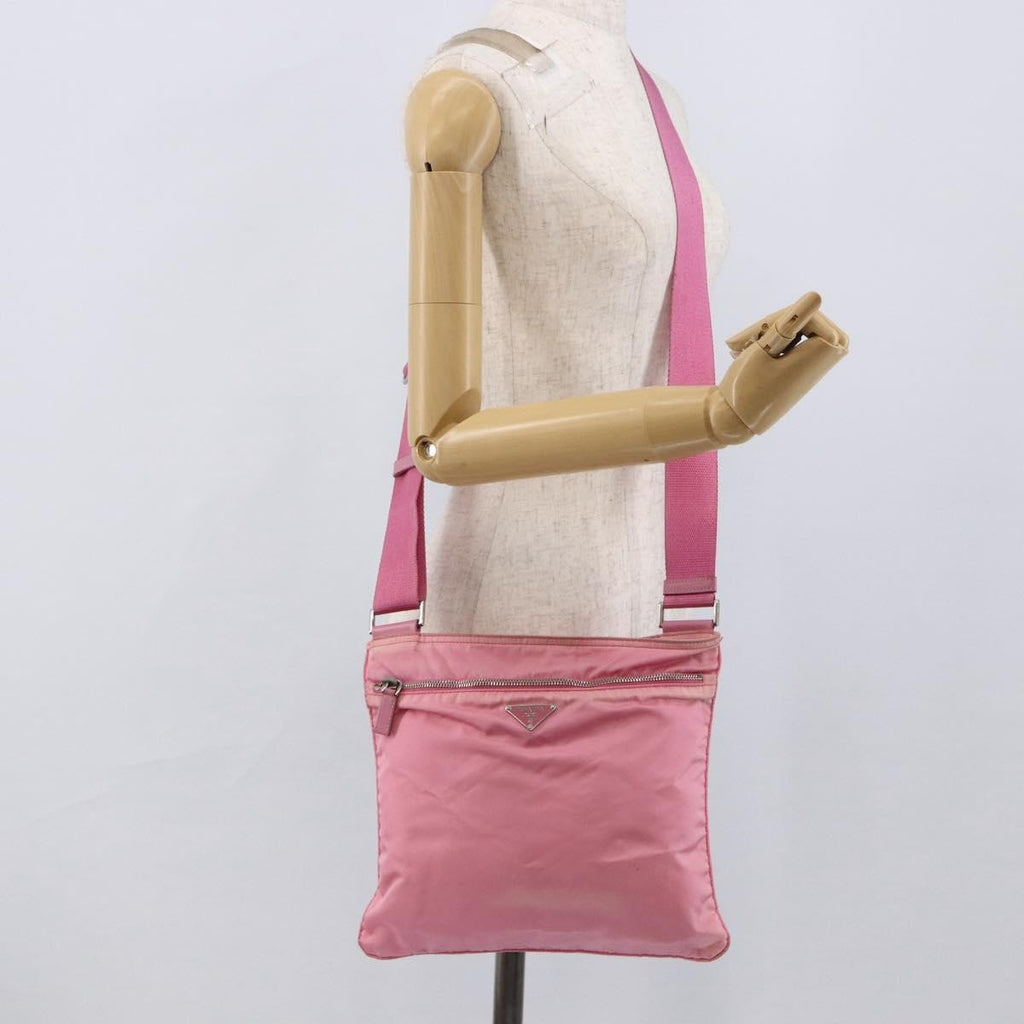 Prada Front Pocket Messenger Bag Tessuto Pink Nylon Shoulder Bag Bag (Pre-Owned)