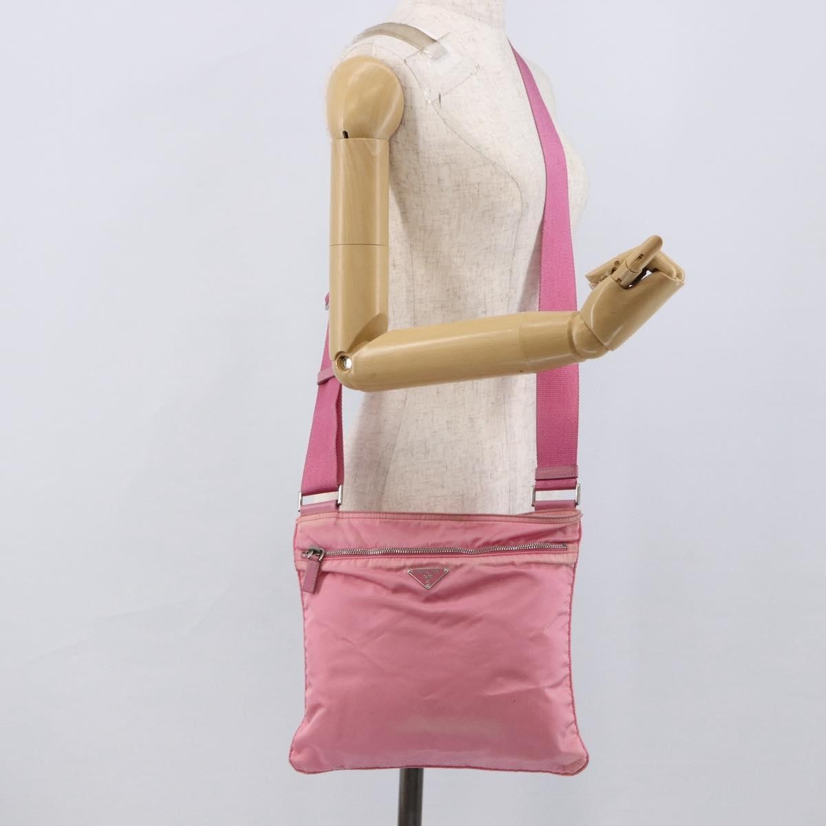 Prada Front Pocket Messenger Bag Tessuto Pink Nylon Shoulder Bag Bag (Pre-Owned)