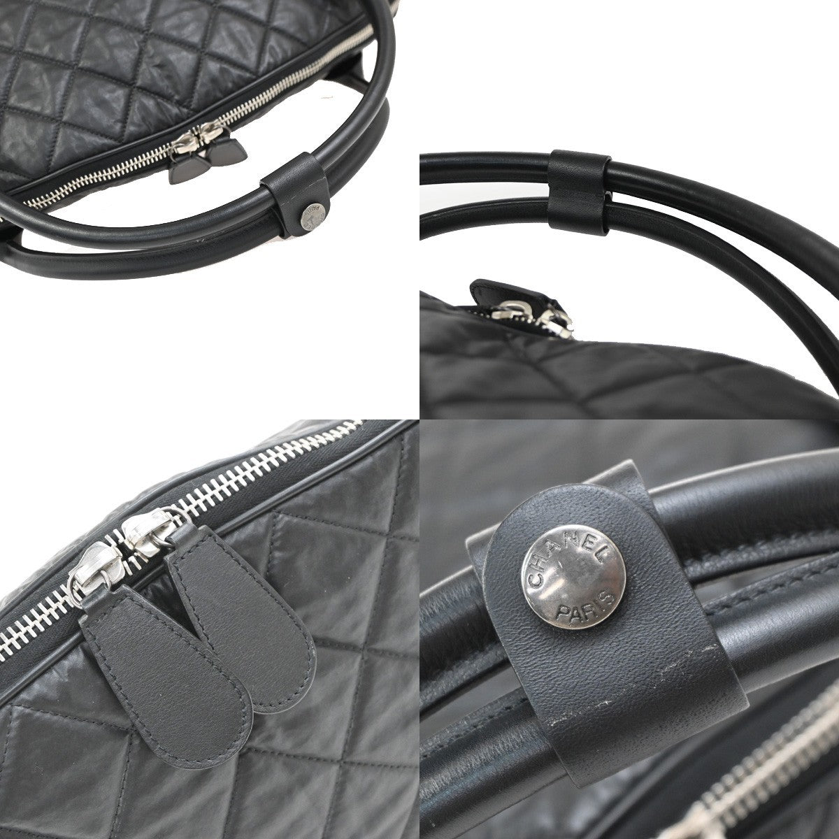 Chanel Horizontal Sport Weekender Bag Quilted Coated Canvas Black Nylon Travel Bag Bag (Pre-Owned)