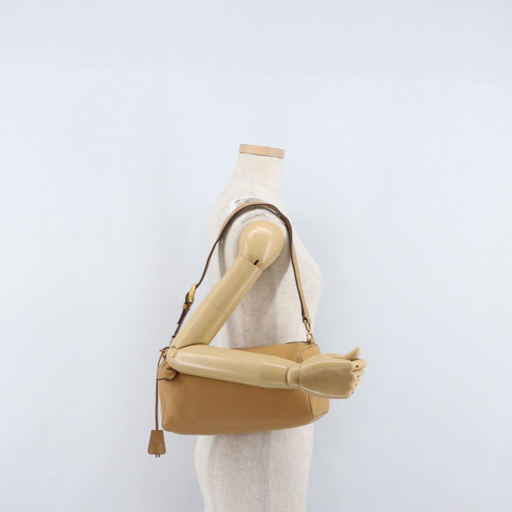 Prada Vintage Shoulder Bag Leather Brown Leather Shoulder Bag Bag (Pre-Owned)