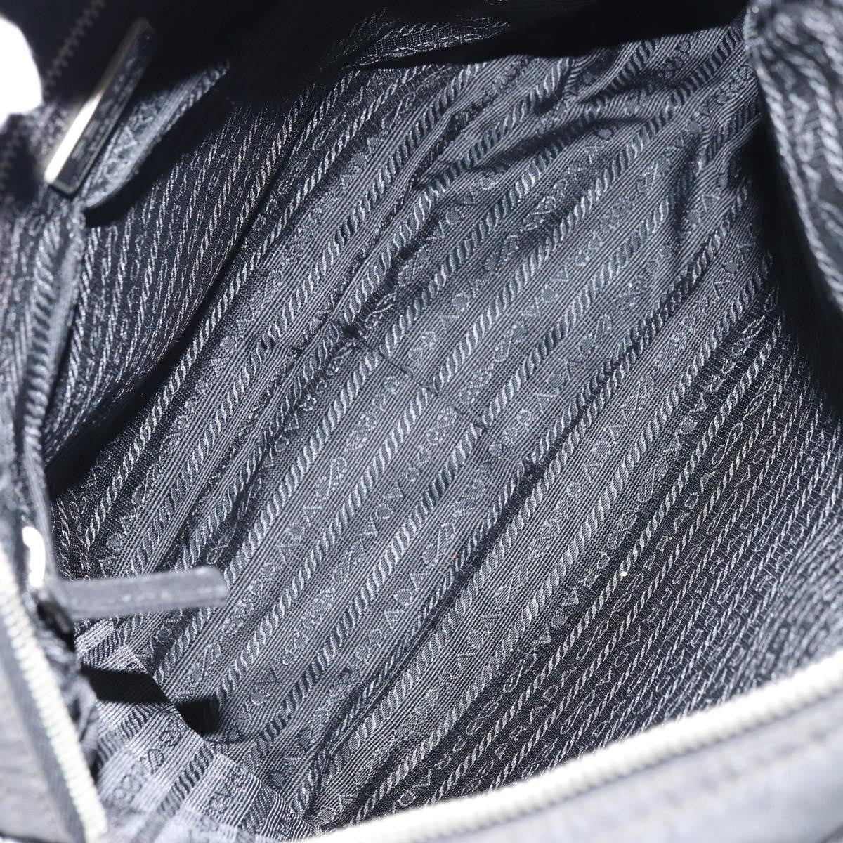 Prada Front Pocket Zip Messenger Bag Tessuto With Saffiano Leather Black Nylon Shoulder Bag Bag (Pre-Owned)