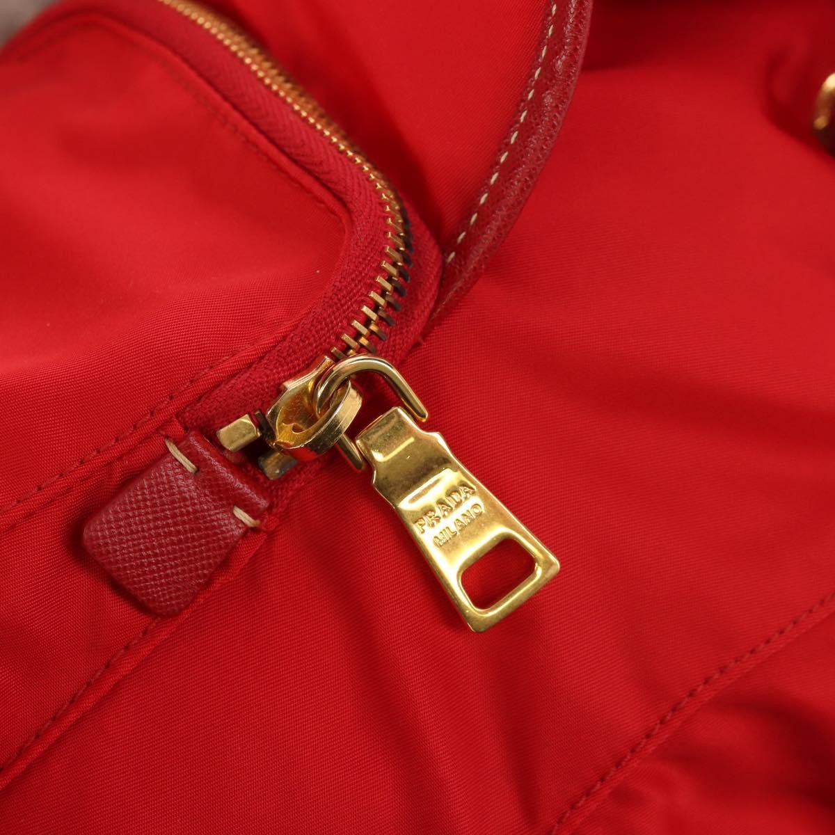 Prada Vela Double Front Pocket Backpack Tessuto With Saffiano Leather Red Nylon Backpack Bag (Pre-Owned)