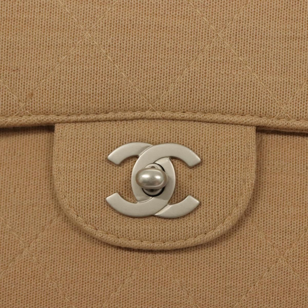 Chanel Matelasse Chain Shoulder Bag Leather Beige Cotton Shoulder Bag Bag (Pre-Owned)