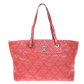 Chanel On The Road Tote Quilted Leather Pink Leather Tote Bag Bag (Pre-Owned)