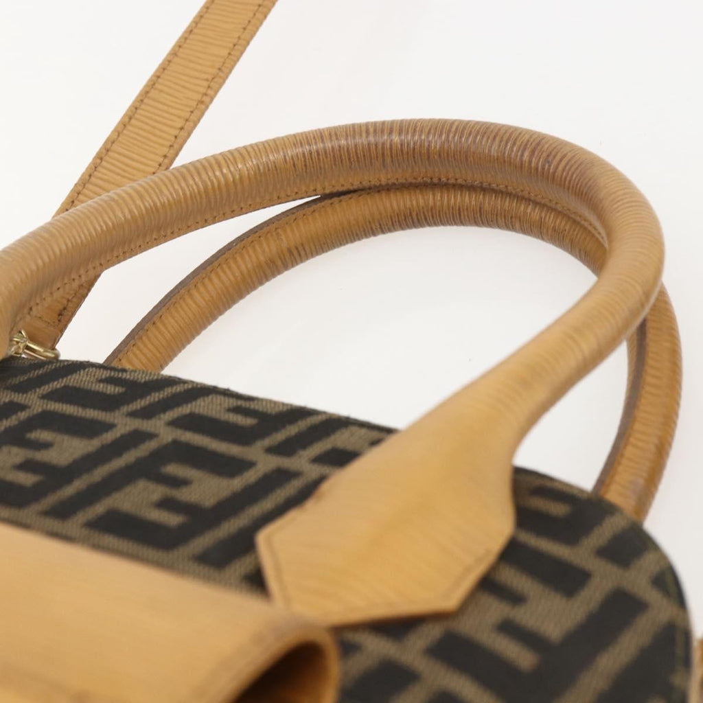 Fendi Vintage Zucca Handbag Zucca Brown Canvas Handbag (Pre-Owned)