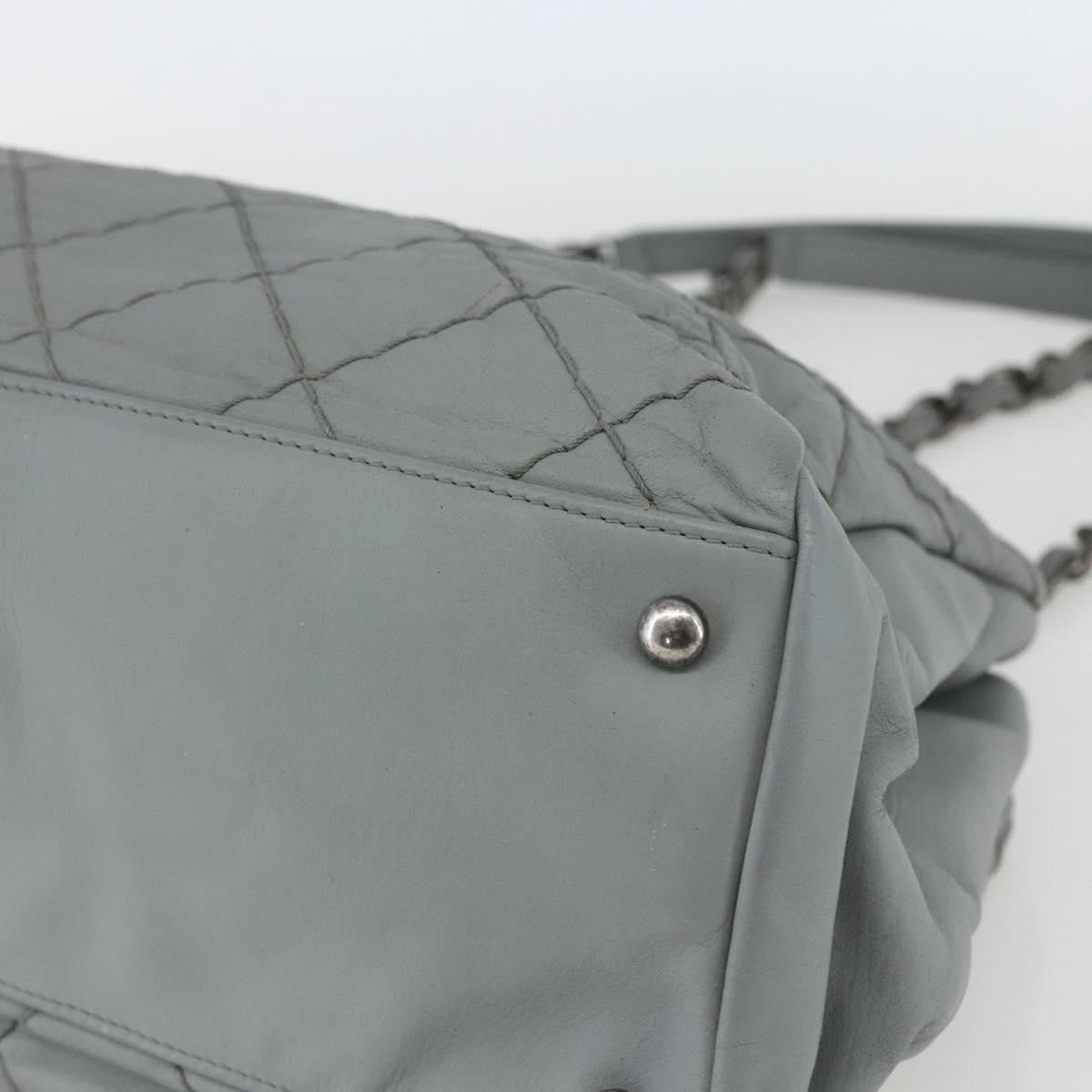 Chanel Just Mademoiselle Bag Quilted Leather Gray Leather Shoulder Bag Bag (Pre-Owned)