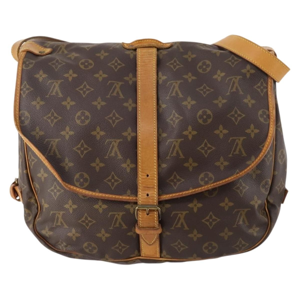 Louis Vuitton Saumur Handbag Monogram Canvas Brown Canvas Shoulder Bag Bag (Pre-Owned)