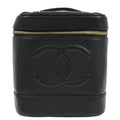 Chanel Vintage Timeless Cosmetic Case Caviar Black Leather Handbag (Pre-Owned)