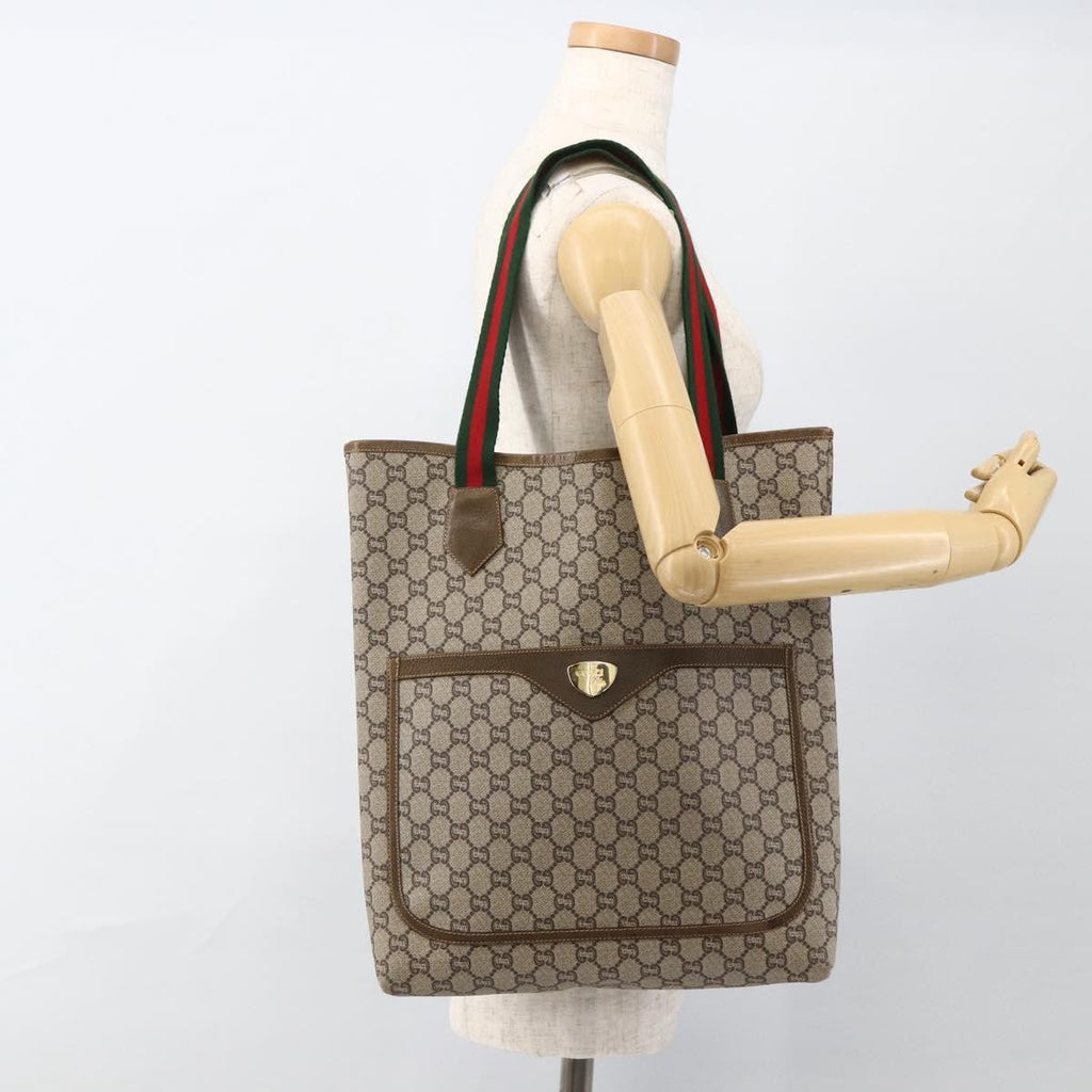 Gucci Ophidia Front Pocket Shopper Tote Gg Coated Canvas Beige Canvas Tote Bag Bag (Pre-Owned)