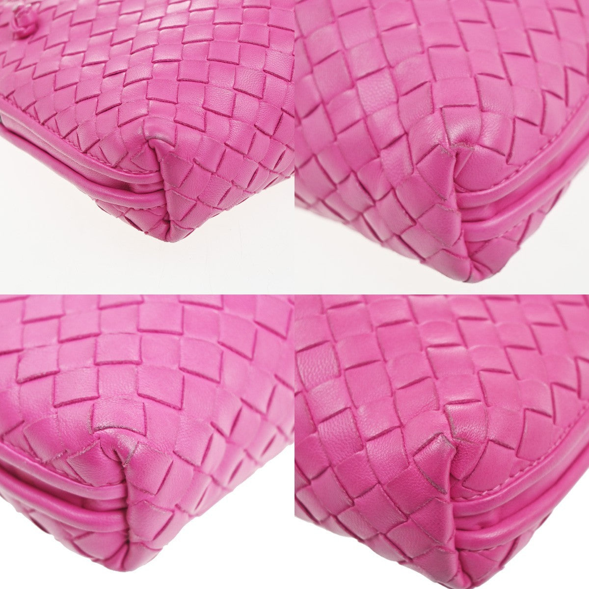 Bottega Veneta Nodini Crossbody Bag Intrecciato Nappa Pink Leather Shoulder Bag Bag (Pre-Owned)