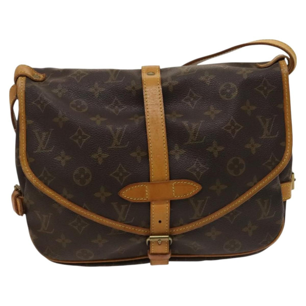 Louis Vuitton Saumur Handbag Monogram Canvas Brown Canvas Shoulder Bag Bag (Pre-Owned)