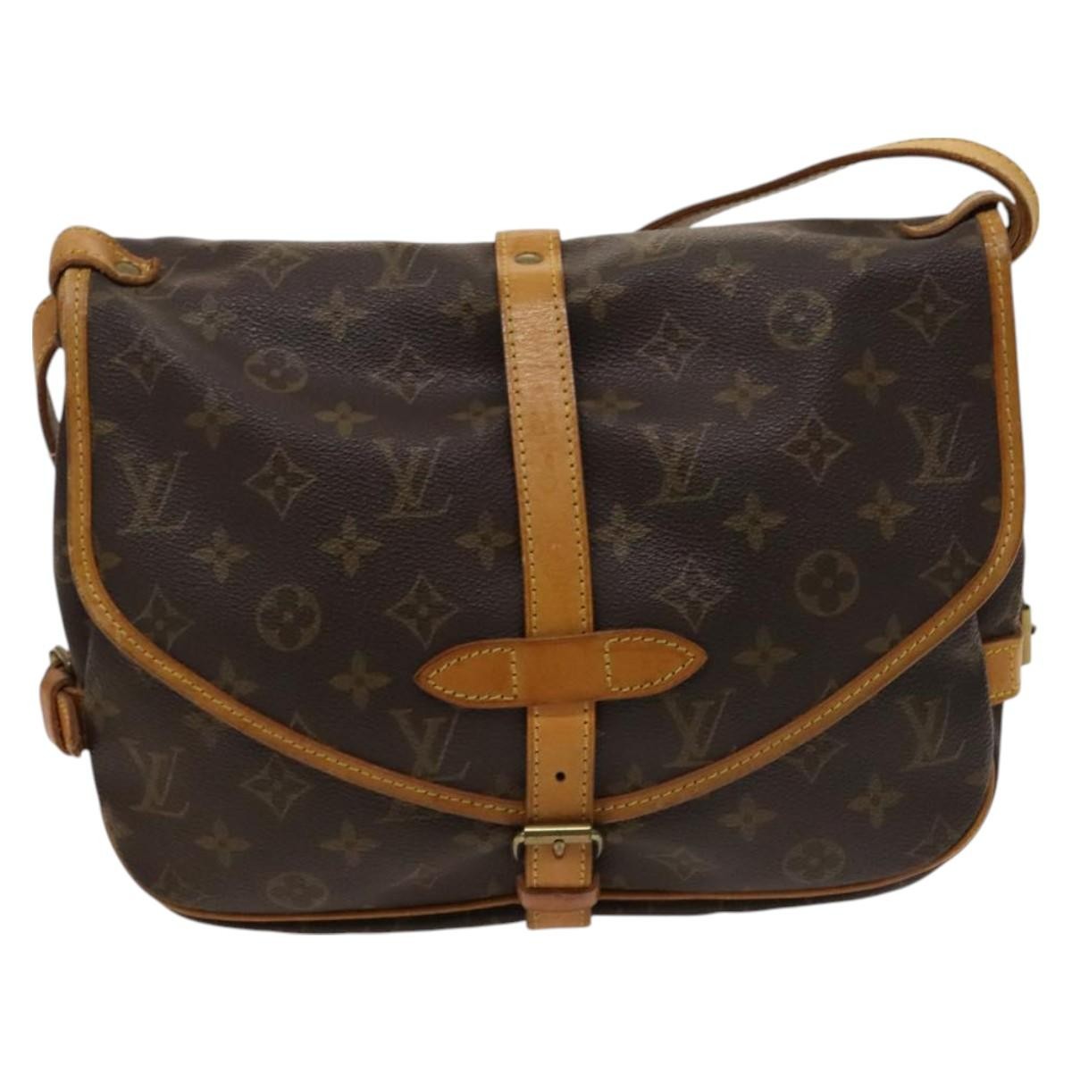 Louis Vuitton Saumur Handbag Monogram Canvas Brown Canvas Shoulder Bag Bag (Pre-Owned)