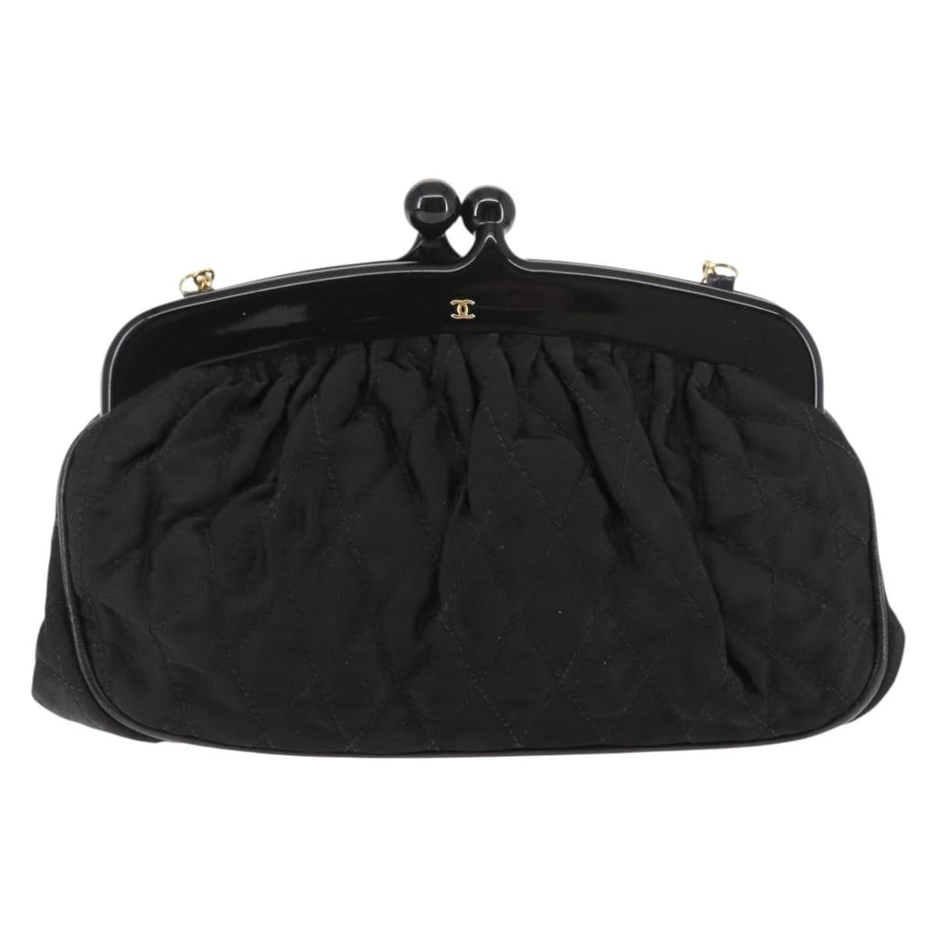 Chanel Chain Clutch Canvas And Leather Black Satin Shoulder Bag Bag (Pre-Owned)
