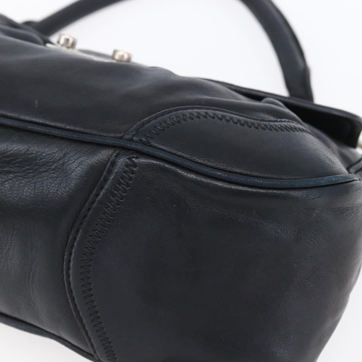 Prada Pushlock Shoulder Bag Leather Black Leather Shoulder Bag Bag (Pre-Owned)