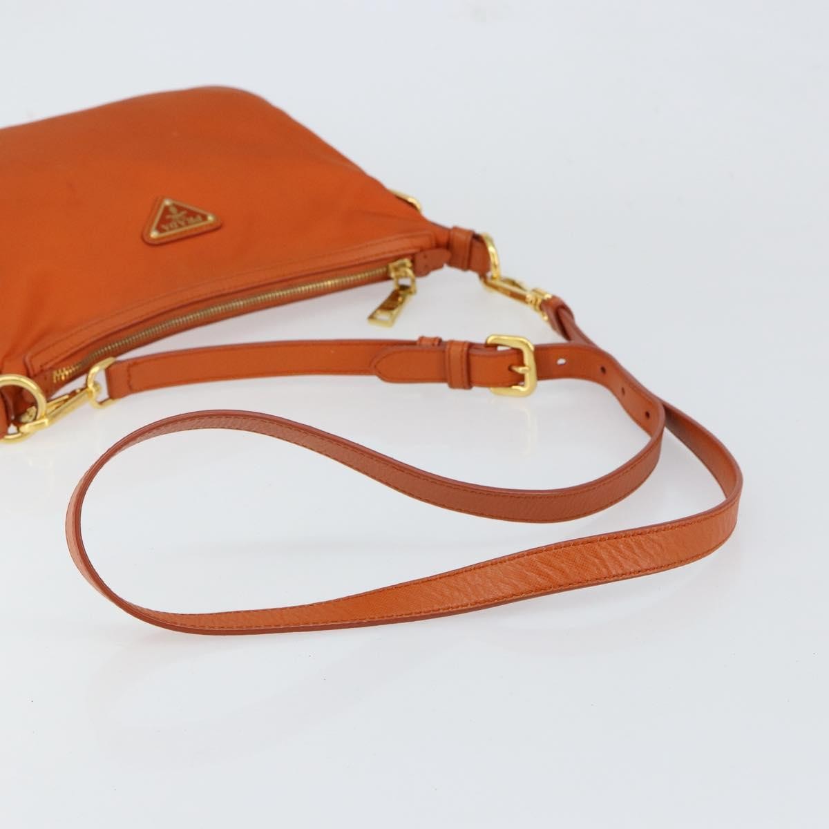 Prada Flat Messenger Tessuto With Leather Orange Nylon Shoulder Bag Bag (Pre-Owned)