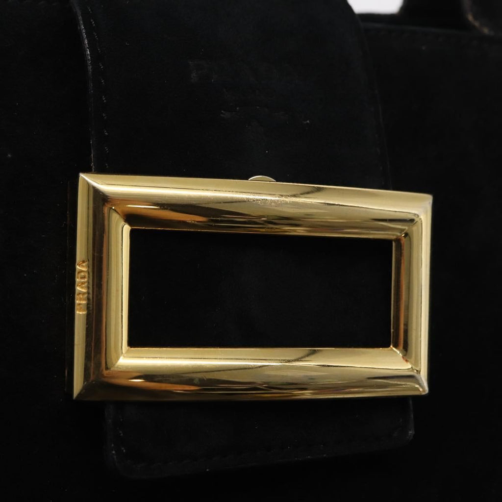 Prada Vintage Handbag Suede Black Suede Handbag (Pre-Owned)