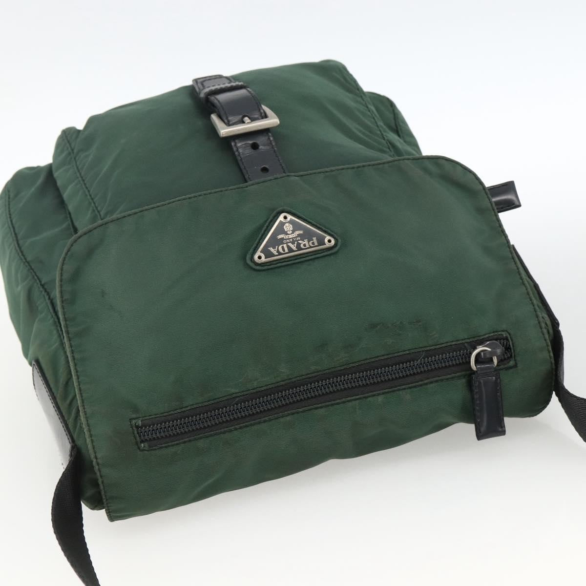 Prada Buckle Messenger Bag Tessuto Green Nylon Shoulder Bag Bag (Pre-Owned)
