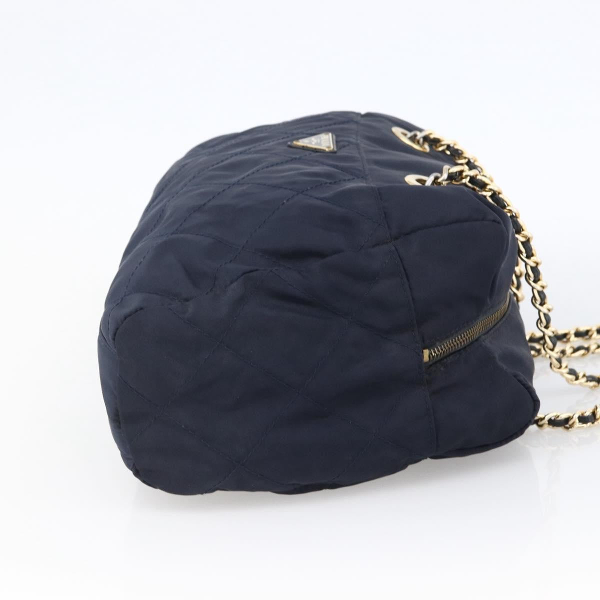 Prada Re-Edition 1995 Chain Tote Quilted Re-Nylon Navy Nylon Shoulder Bag Bag (Pre-Owned)