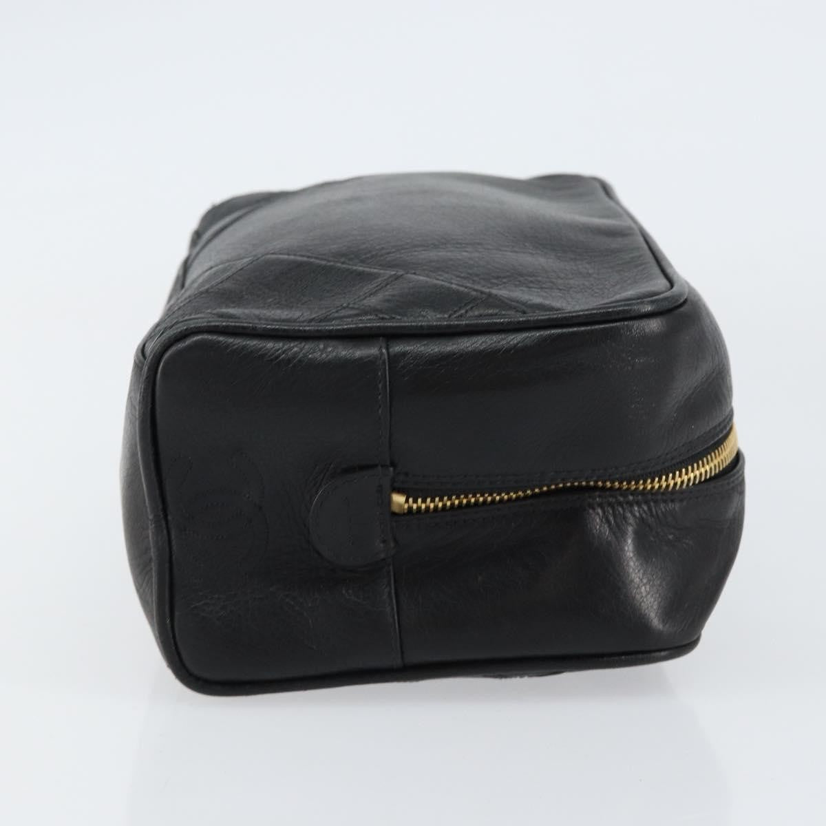 Chanel Vintage Toiletry Pouch Leather Black Leather Clutche & Pouche Bag (Pre-Owned)