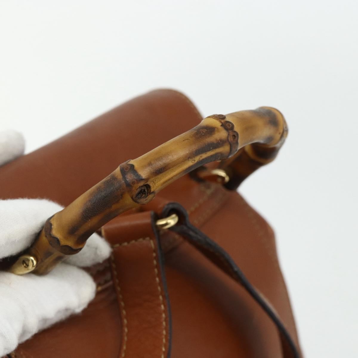 Gucci Vintage Bamboo Backpack Leather Brown Leather Backpack Bag (Pre-Owned)