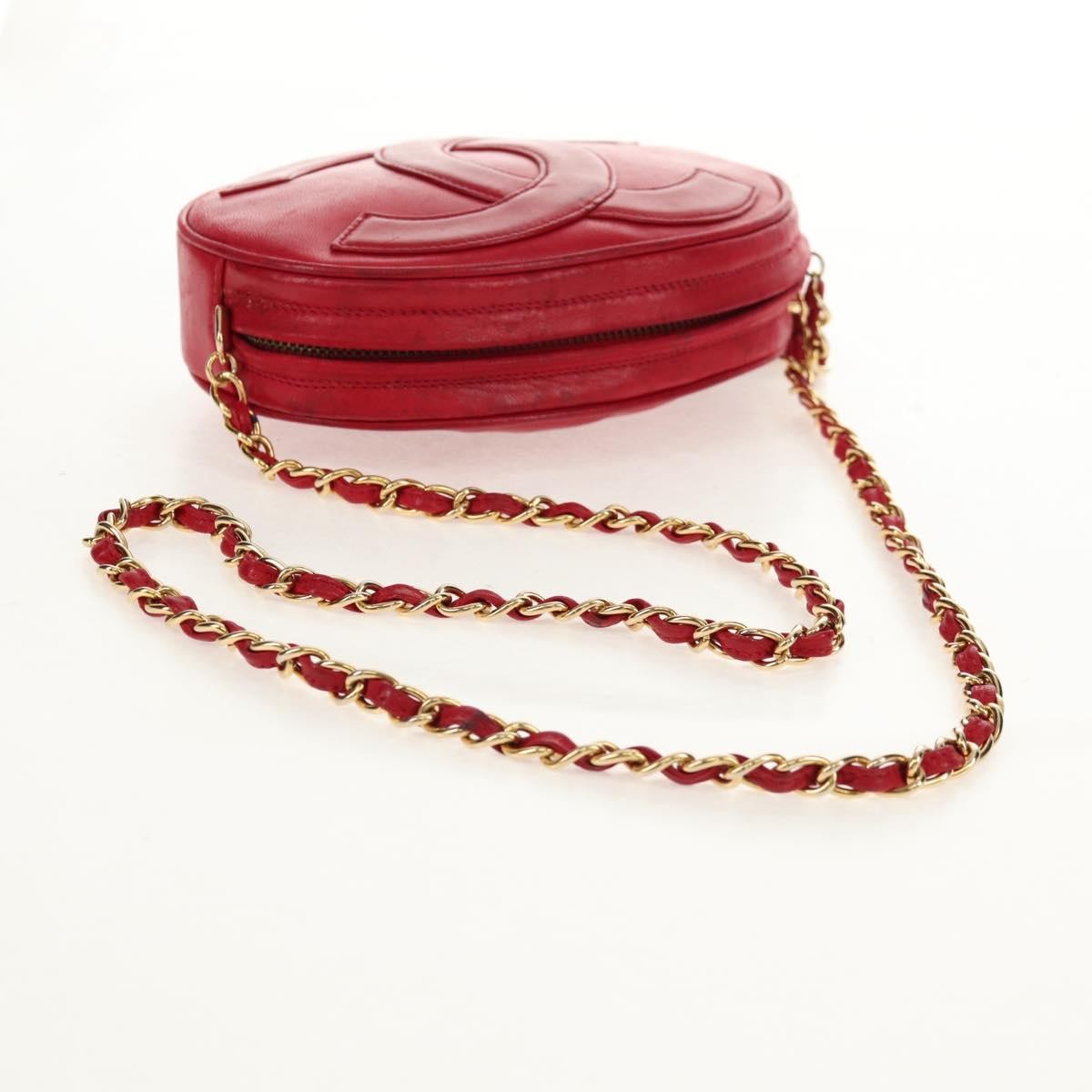 Chanel Vintage Oval Cc Tassel Crossbody Bag Leather Red Leather Shoulder Bag Bag (Pre-Owned)