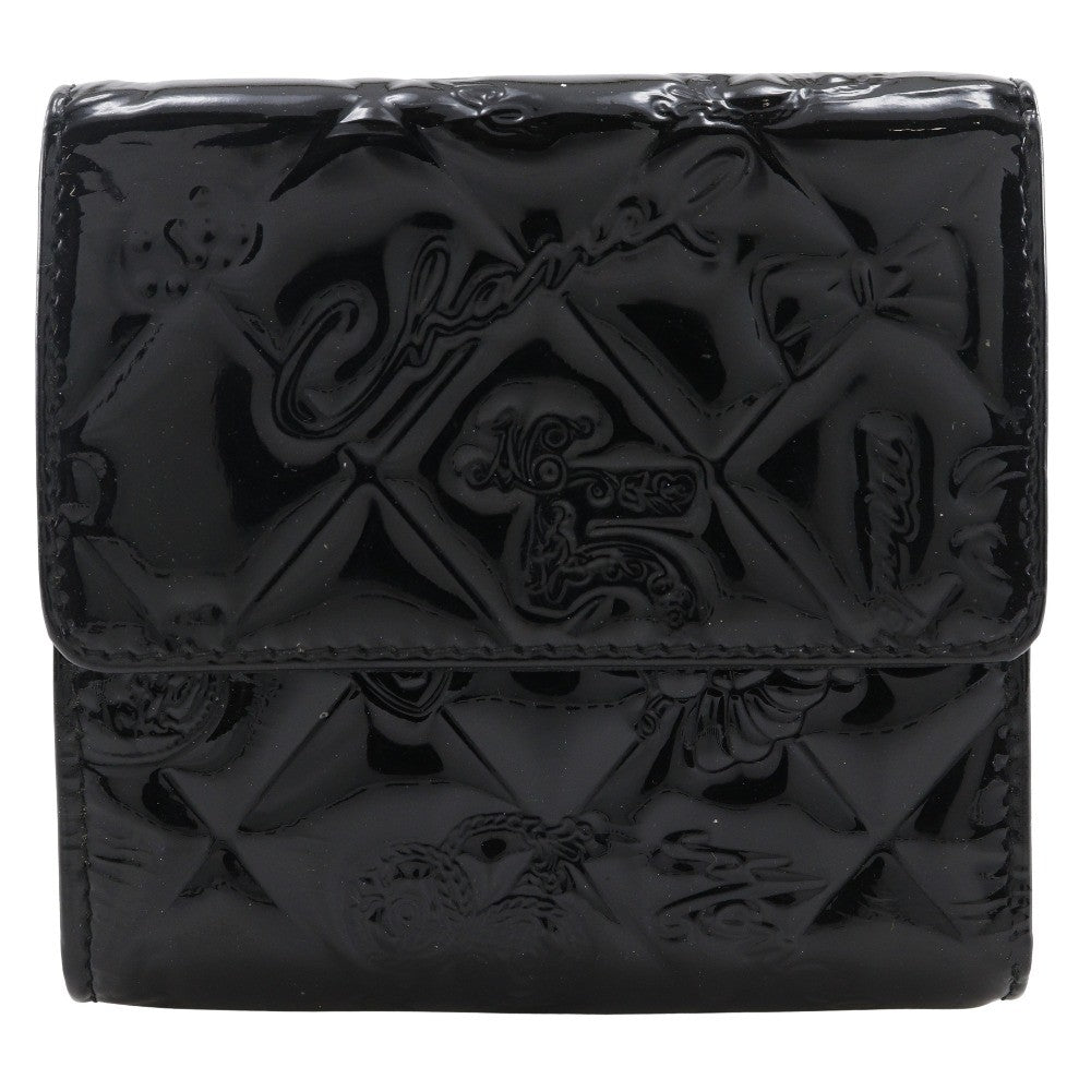 Chanel Bi-Fold Wallet Quilted Patent Black Patent_Leather Wallets Accessory (Pre-Owned)